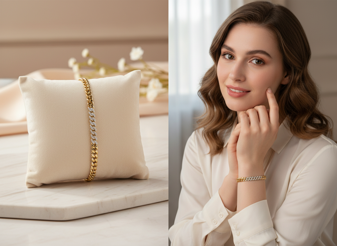 Xuping Gold & Taş Detaylı Kadın Bileklik – Kararma Yapmayan Parlak Şık Tasarım