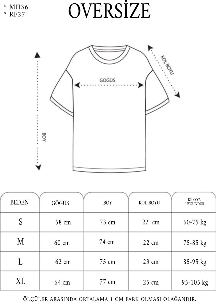 Kadın Kısa Kol Yazlık Tişört Bisiklet Yaka Baskılı Oversize T-Shirt - Siyah