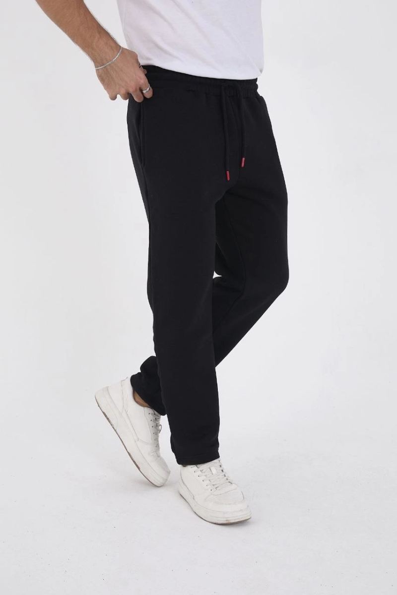 Erkek Üç İplik Basic Eşofman Pantolon - Siyah