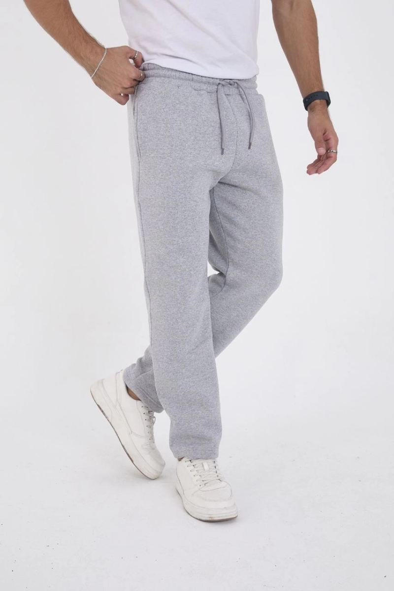 Erkek Üç İplik Basic Eşofman Pantolon - Gri