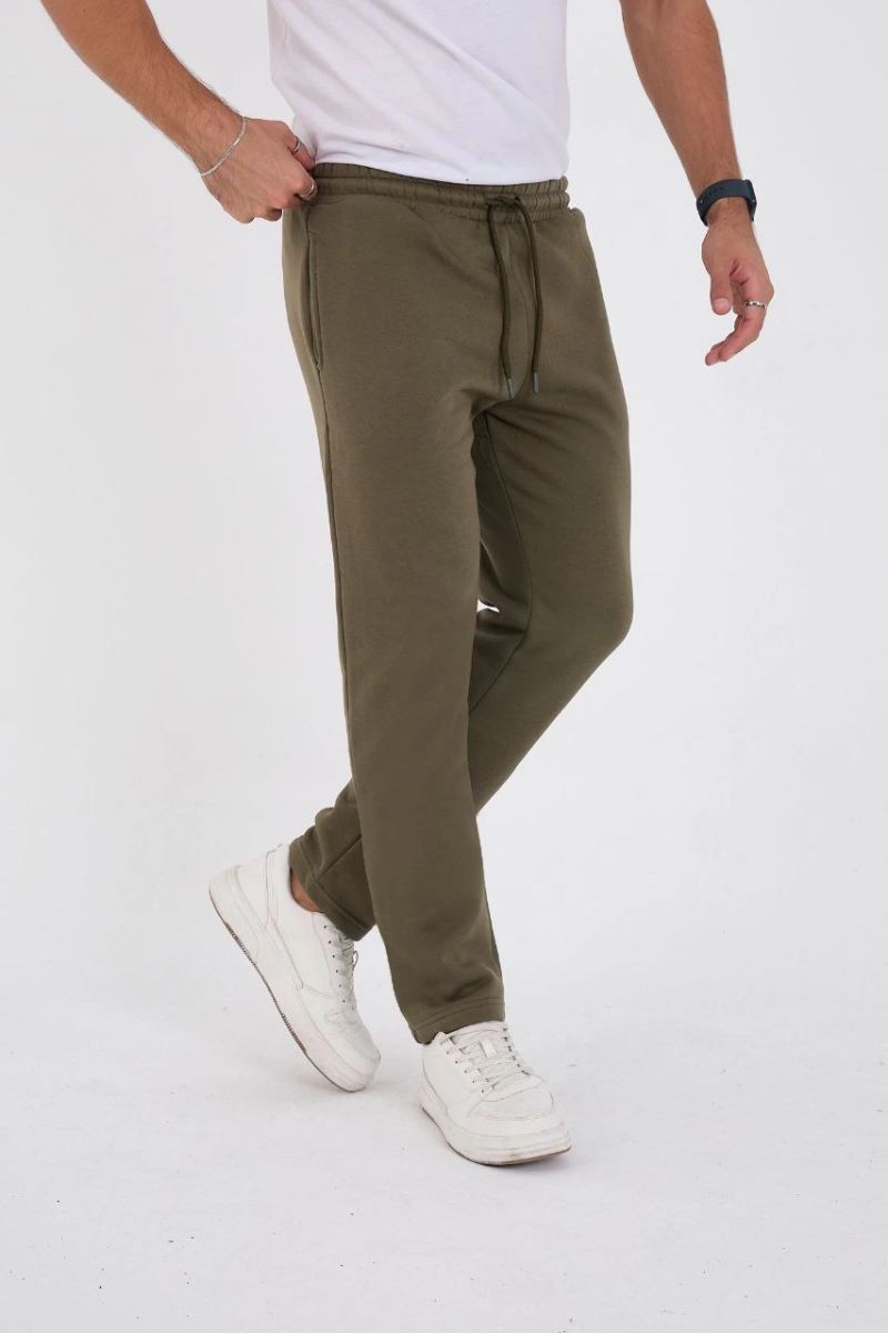 Erkek Üç İplik Basic Eşofman Pantolon - Haki