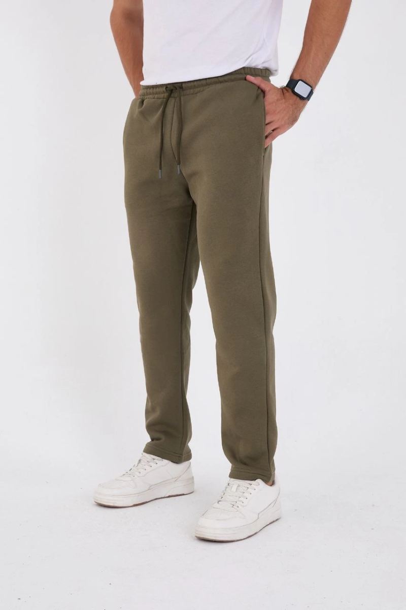 Erkek Üç İplik Basic Eşofman Pantolon - Haki