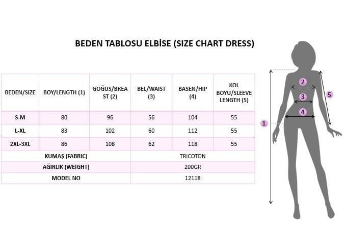 Kadın Uzun Kollu Yakalı Beli Lastikli Trikoton Elbise