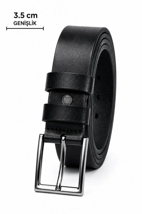 Erkek Hakiki Deri 3.5 Cm Klasik Kemer Metal Tokalı Günlük Ve Klasik Kullanım
