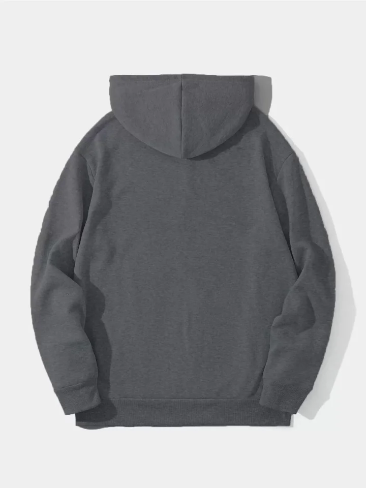 Erkek Düz Kapüşonlu Sweat 2 - Füme