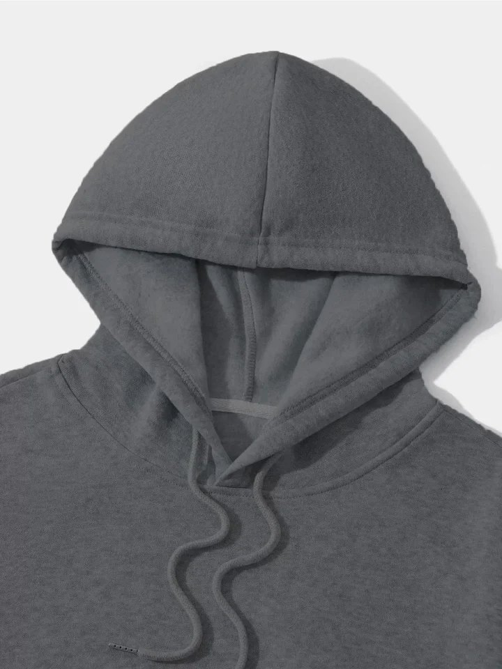 Erkek Düz Kapüşonlu Sweat 2 - Füme