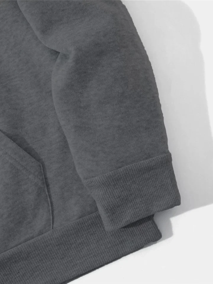 Erkek Düz Kapüşonlu Sweat 2 - Füme
